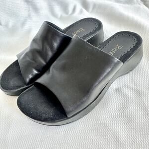 Womens Bass Dalton Black Shoes Size 5.5 Medium Slip On Mule Block Heels Slides